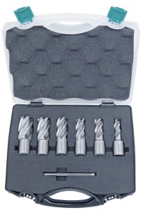 Zestaw wierteł koronowych, rdzeniowyc HSS CDS 14-24 mm,  gł. 25 mm, 6 szt. (Weldon 19 mm) BERNARDO
